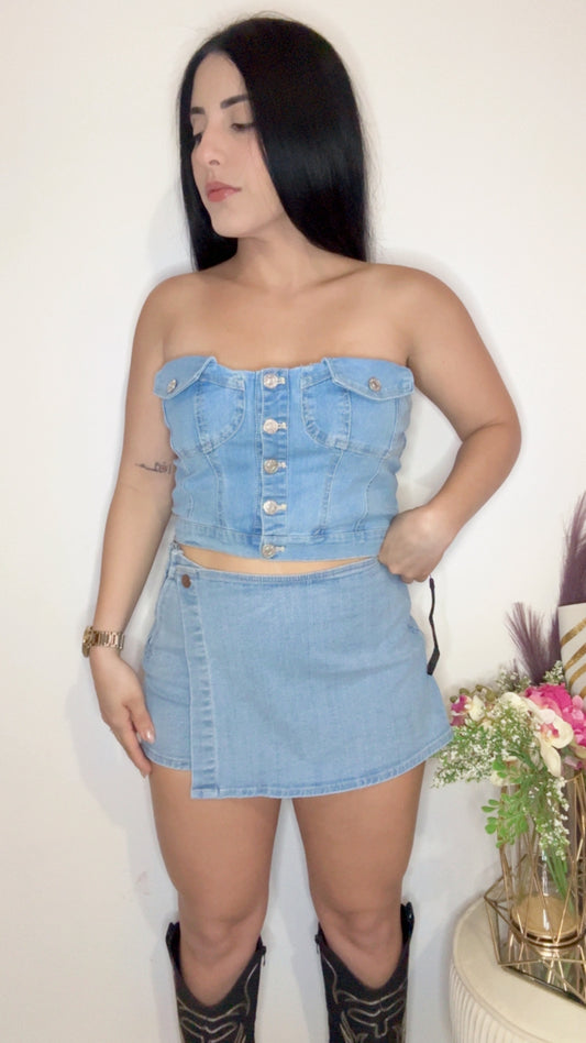 Denim Skort LT Blue